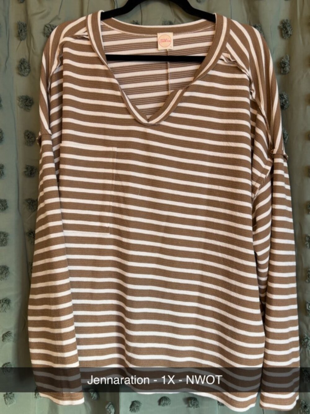 NWT Jennaration Boutique Striped Waffle Knit Top